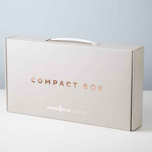 Compact Box Greenplac 2026 — kit de marca com amostras de MDF
