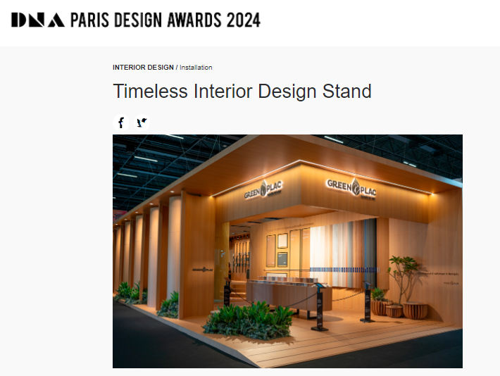 Greenplac vence DNA Paris Design Awards pelo projeto de stand na Expo Revestir e comunicação visual 2024